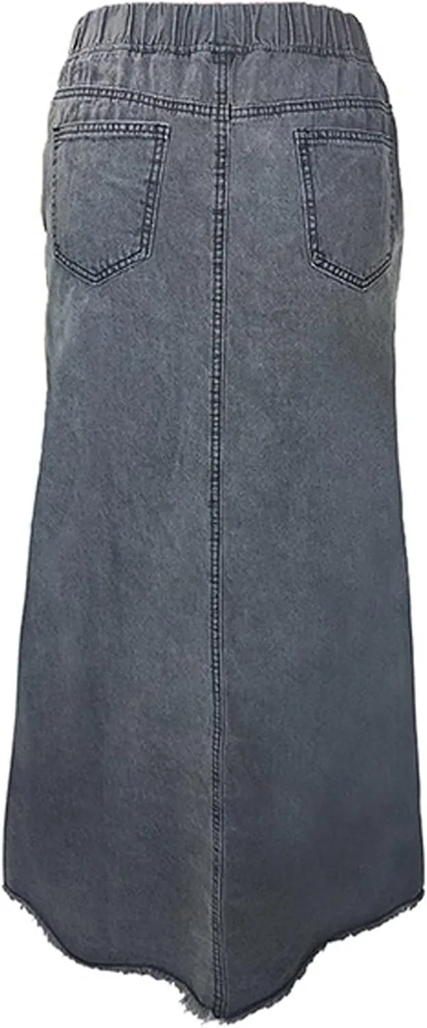 Women's Casual Skirts Women Fashion Denim Pencil Skirt High Waisted Blow Knee Blue Jeans Skirts Plaid Skirt for