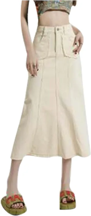 Women's Curvy Tummy Control Skirt High Waisted Midi Length Casual Cute Button Down Fishtail Skirts Sexy Denim Trendy