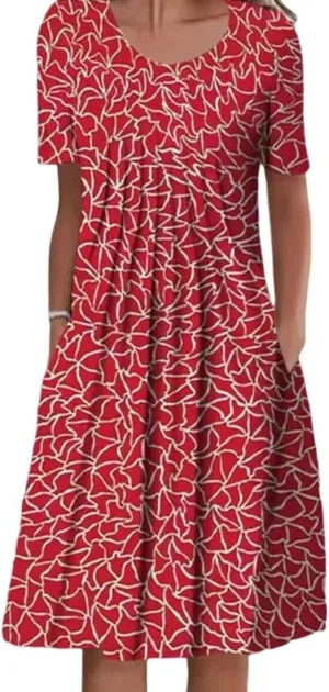 Women's Dresses Pleated Front Summer Short Sleeve 2025 Vintage Print Mid Length Paisley Floral Sundress