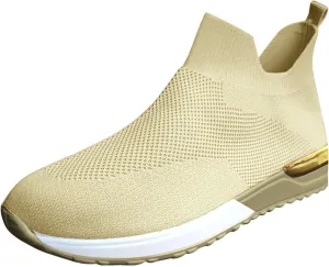 Women's Fashion Sneaker Mesh Slip On Black Non Slip Shoes for Women Comfortable Walking Shoes for Men Wide Width Black Platform Loafers Women Sock Sneakers Women