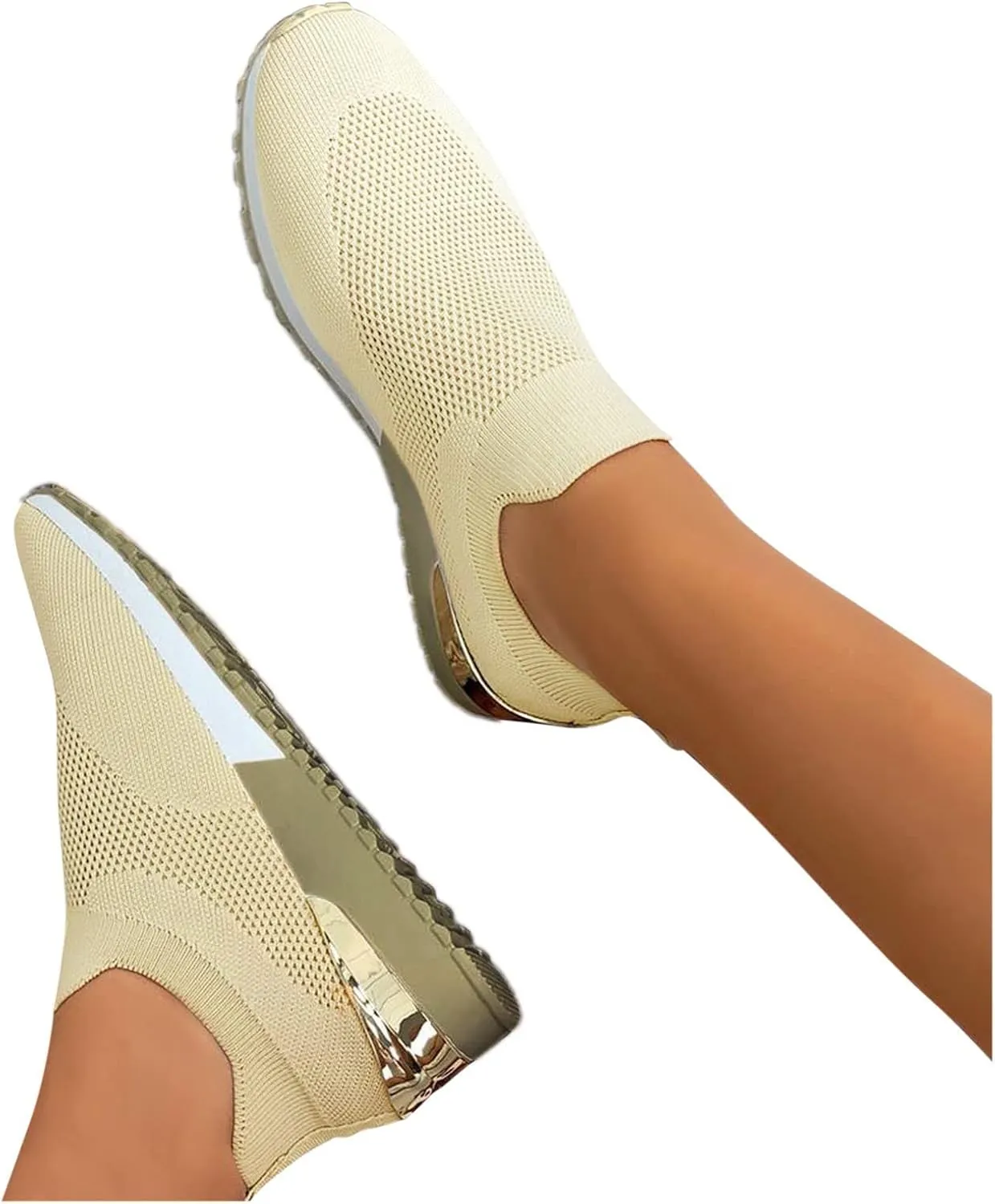 Women's Fashion Sneaker Mesh Slip On Black Non Slip Shoes for Women Comfortable Walking Shoes for Men Wide Width Black Platform Loafers Women Sock Sneakers Women
