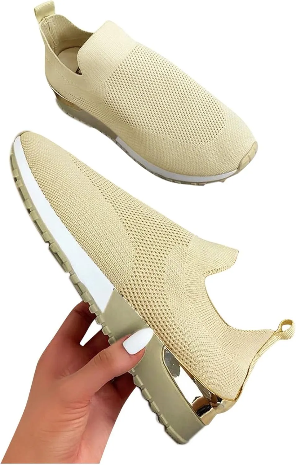 Women's Fashion Sneaker Mesh Slip On Black Non Slip Shoes for Women Comfortable Walking Shoes for Men Wide Width Black Platform Loafers Women Sock Sneakers Women