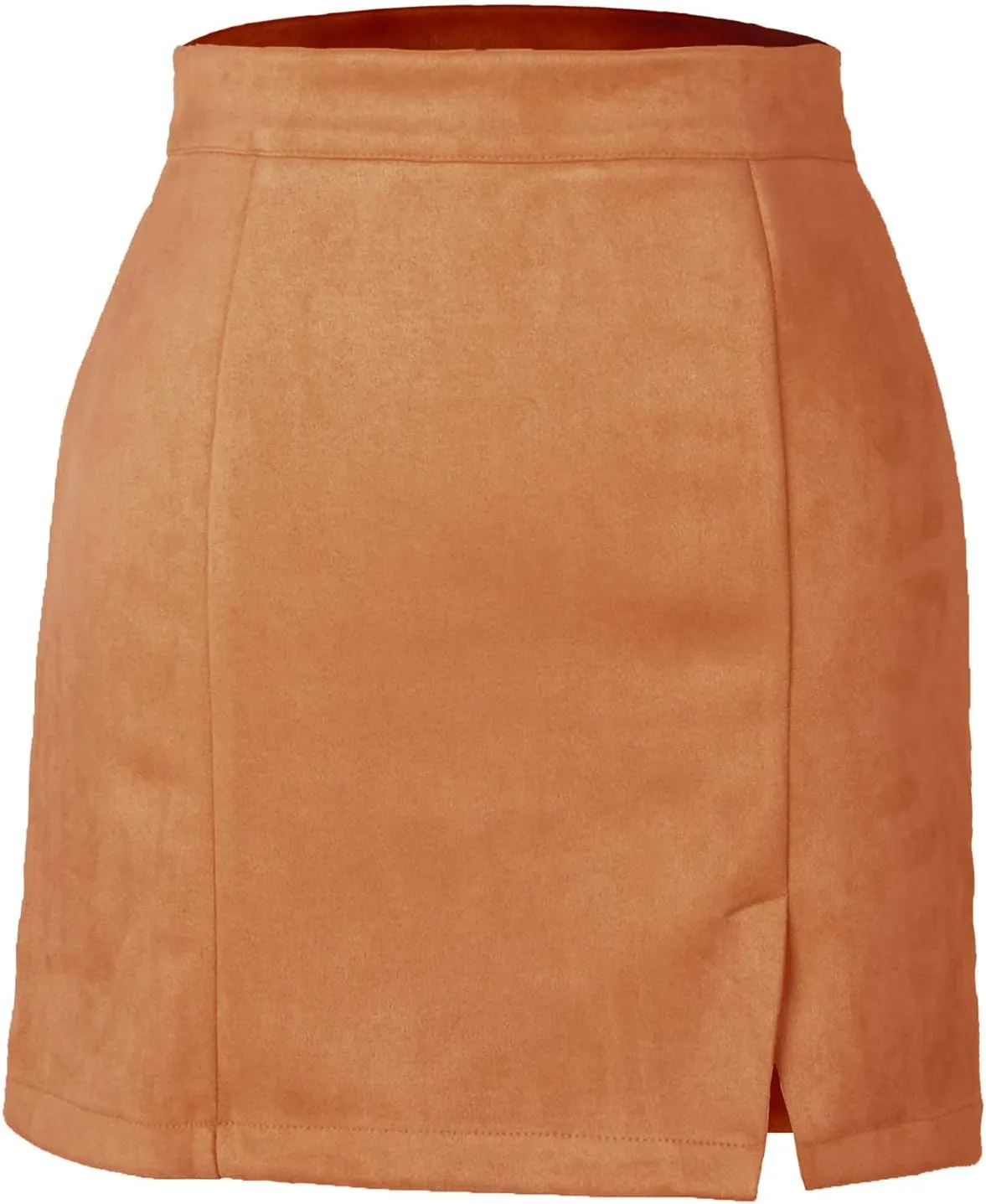 Womens Faux Suede Skirt with Slit High Waisted Mini Skirt Side Split A-Line Bodycon Short Skirt 2025 Fashion Skirts