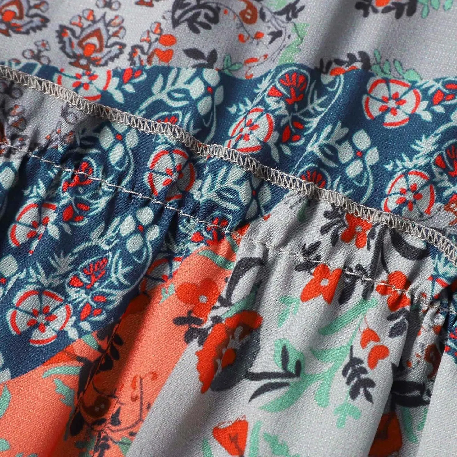 Womens Floral Print Boho Maxi Skirt Elastic High Waist Pleated Ruffle Flowy Long Skirts Summer A Line Casual Skorts