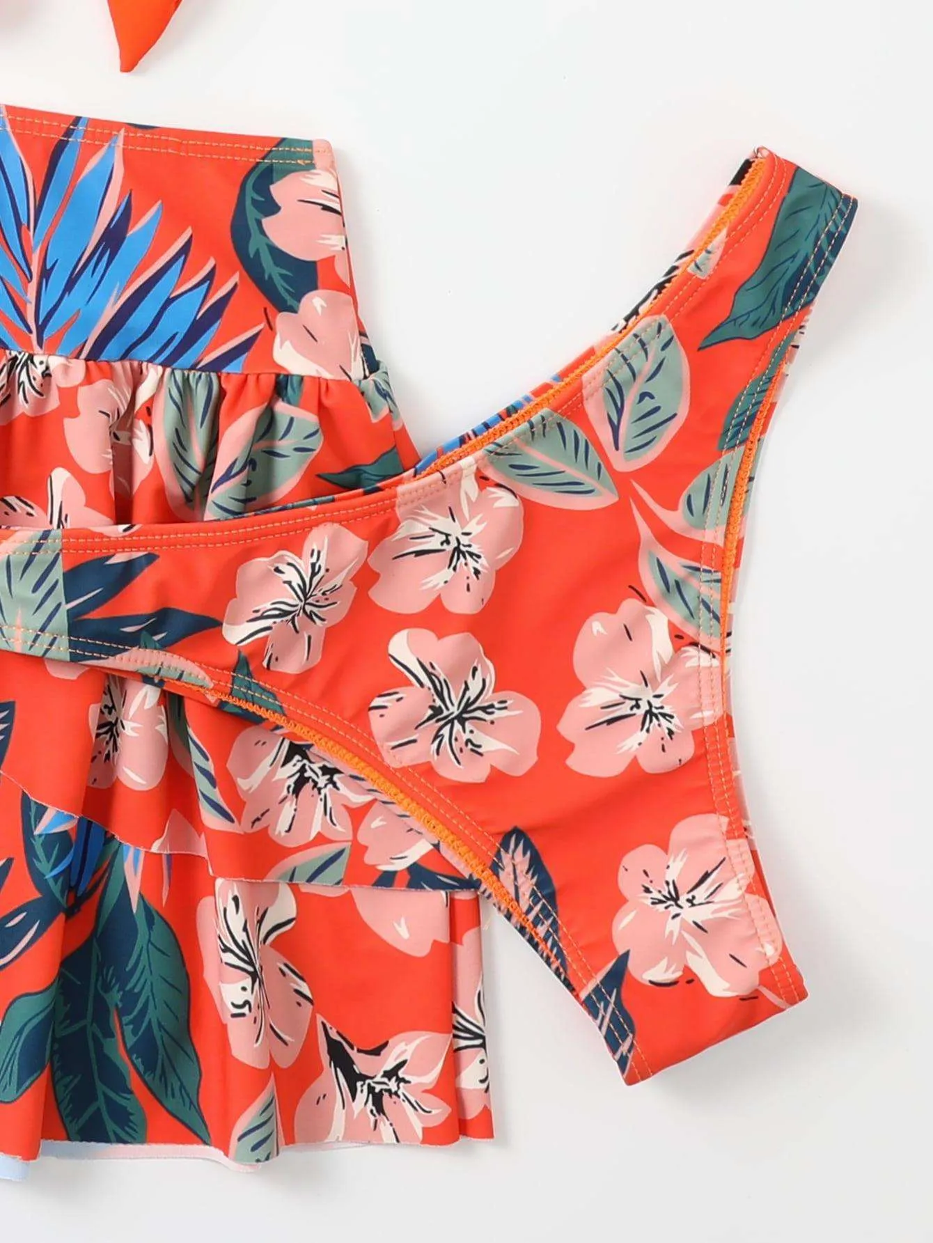 Women's Floral Print High Waist Swimming Pants, Swimming Skirt and Backless Top Three-piece Set