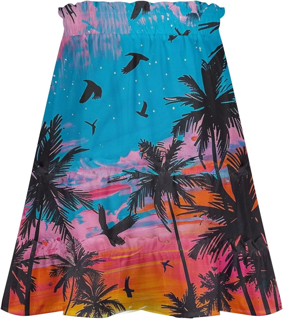 Womens Floral Ruffle Mini Skirts 2025 Summer Skater Short Skirt Elastic Waist Boho Pleated Skirts Trendy Half Dress