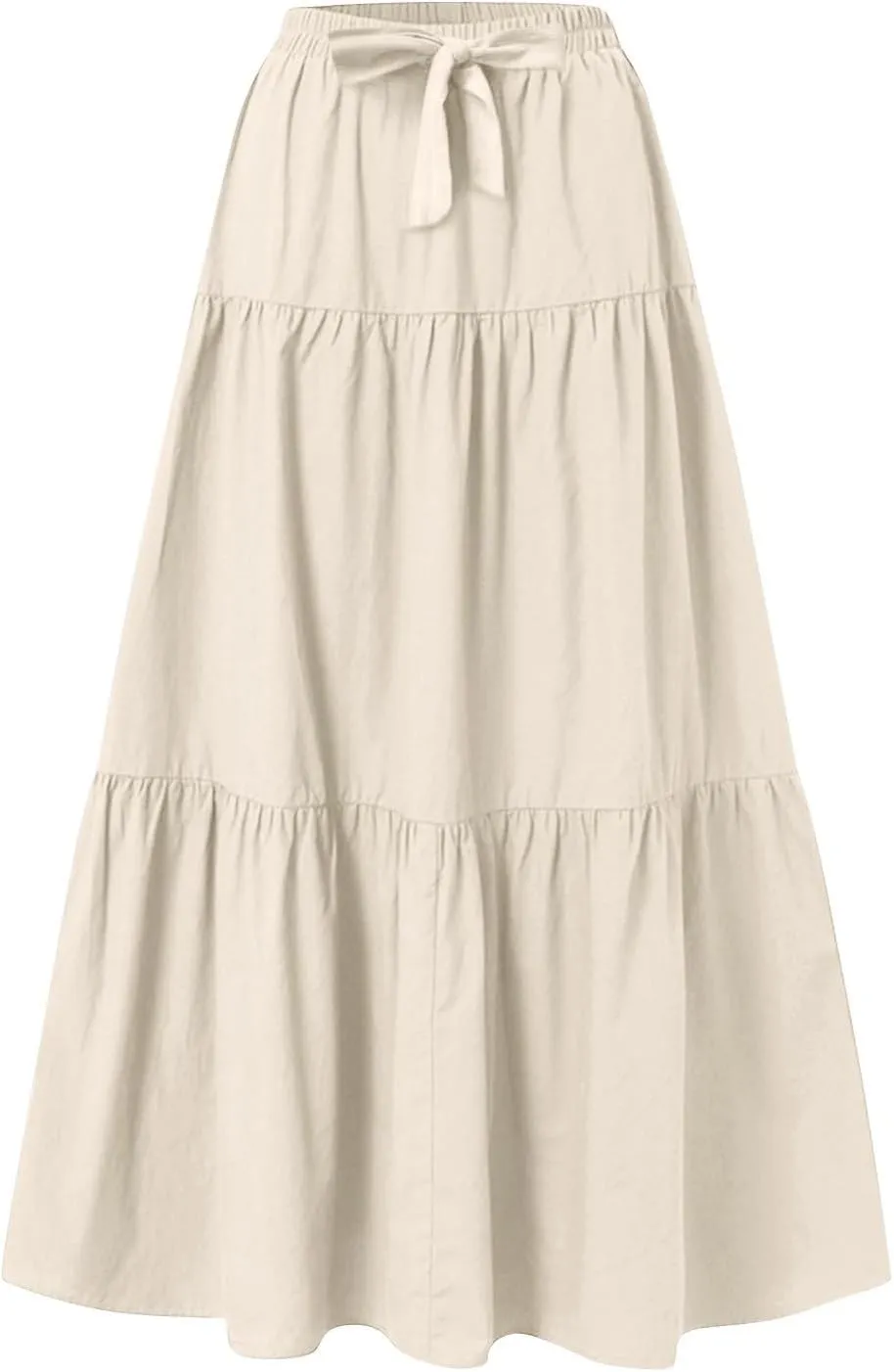 Women's Flowy Flared Ruffle Boho Long Skirt Casual a-line Bow tie Loose Trendy Summer Maxi Skirt for Women Vacation