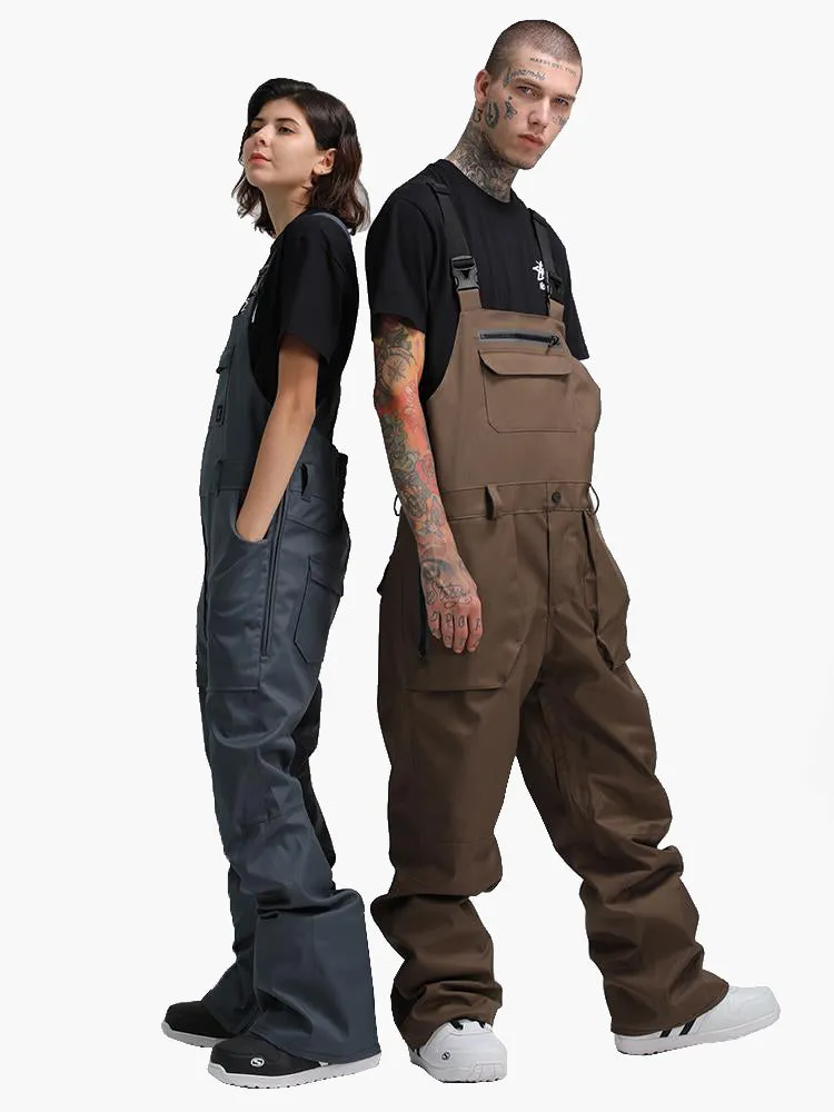 Women's  Gangster Style Gray Snowboard Ski Bibs Pants