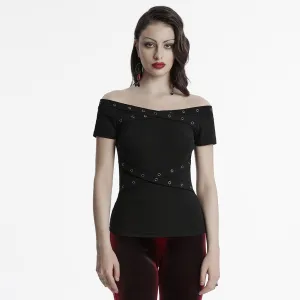 Women's Gothic Off-the-shoulder Eyelet Strap Shirt