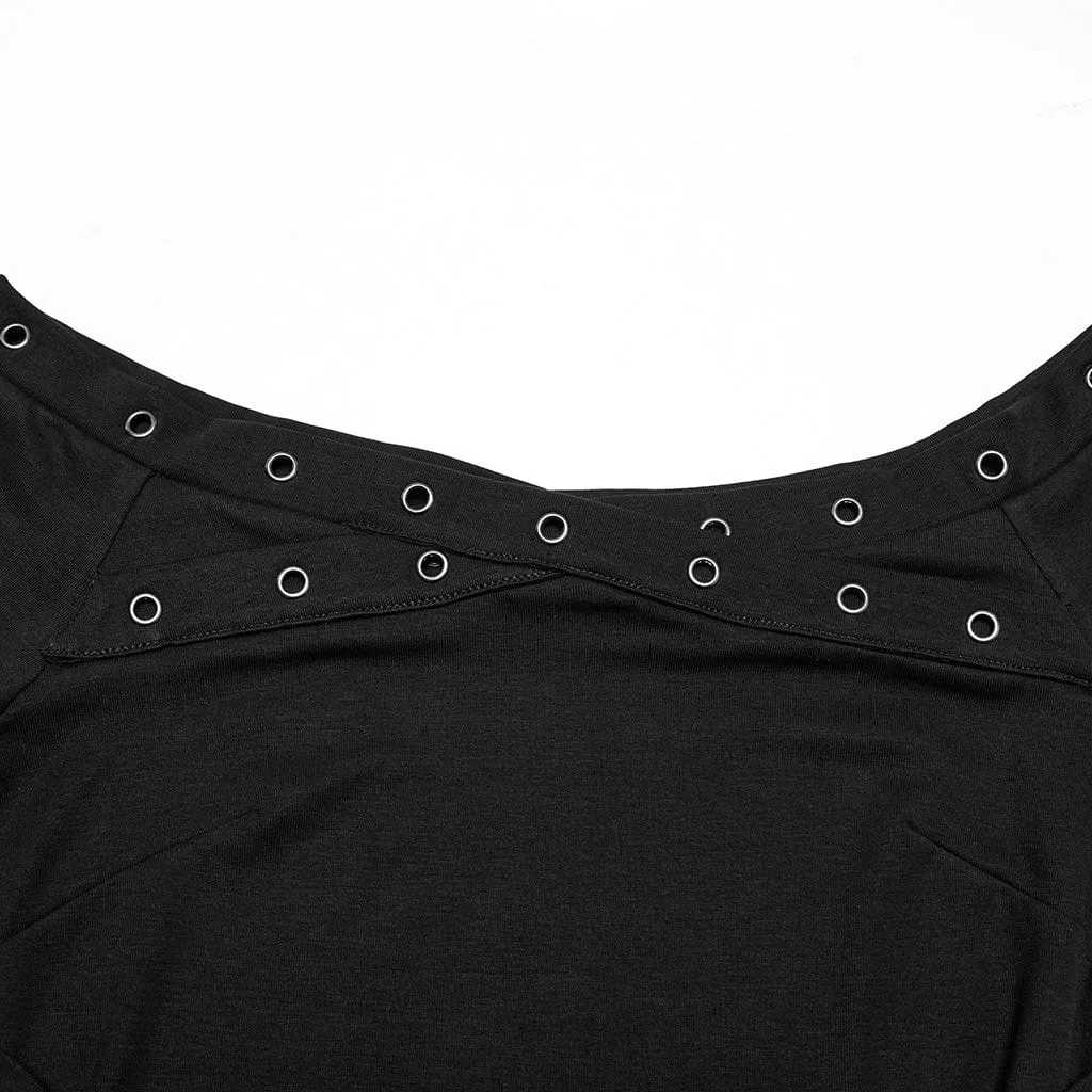 Women's Gothic Off-the-shoulder Eyelet Strap Shirt