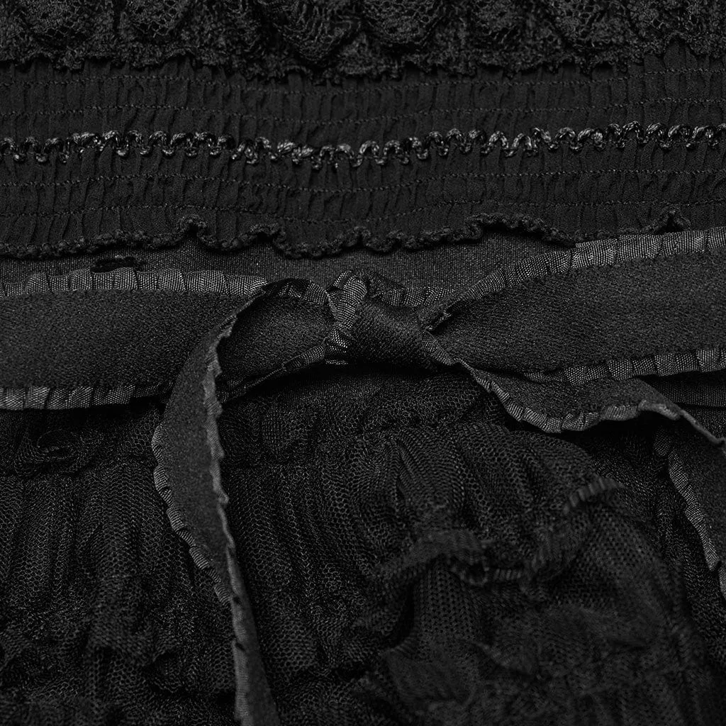 Women's Gothic Ruffled Mesh Splice Leg Warmers
