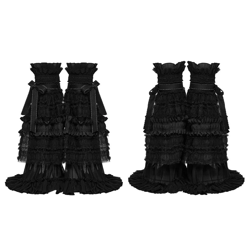 Women's Gothic Ruffled Mesh Splice Leg Warmers