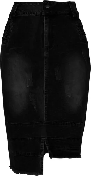 Women's Irregular Denim Skirts High Rise Button Trending Skirt 2025 Fashion Splicing Below Knee Skirts Spring