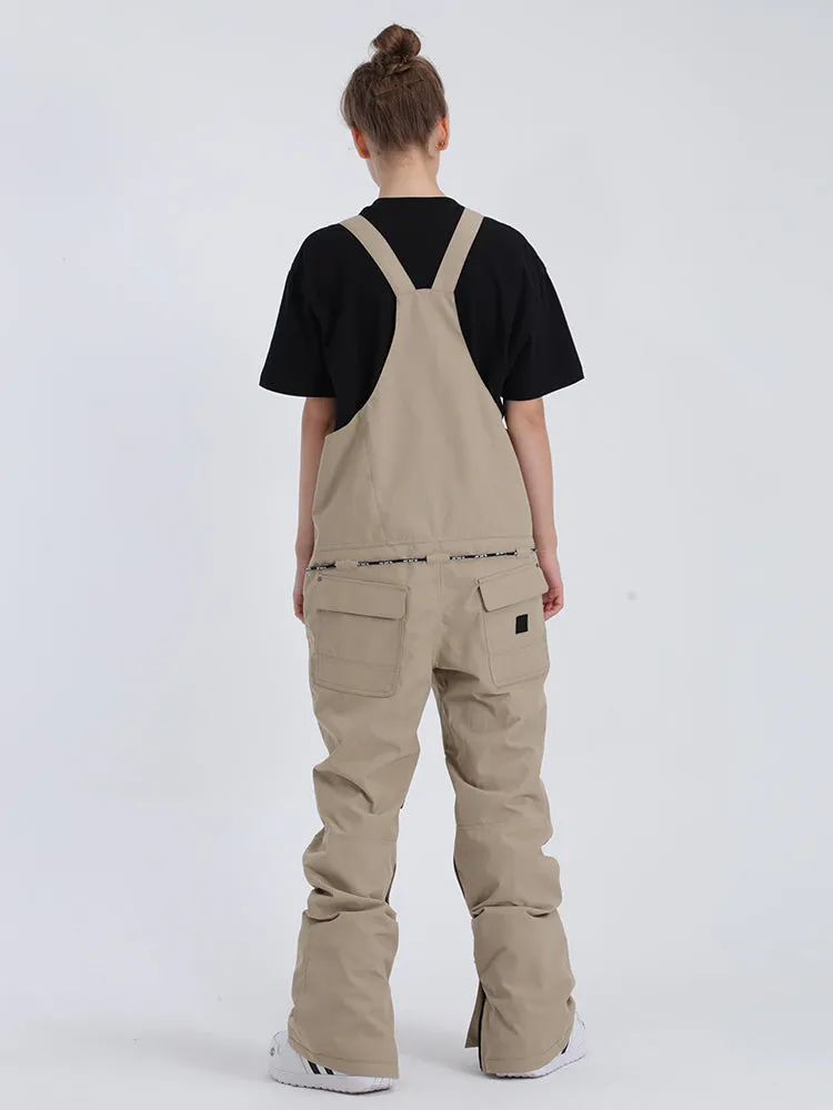 Women's Khaki Overalls Snowboard Ski Bibs Pants
