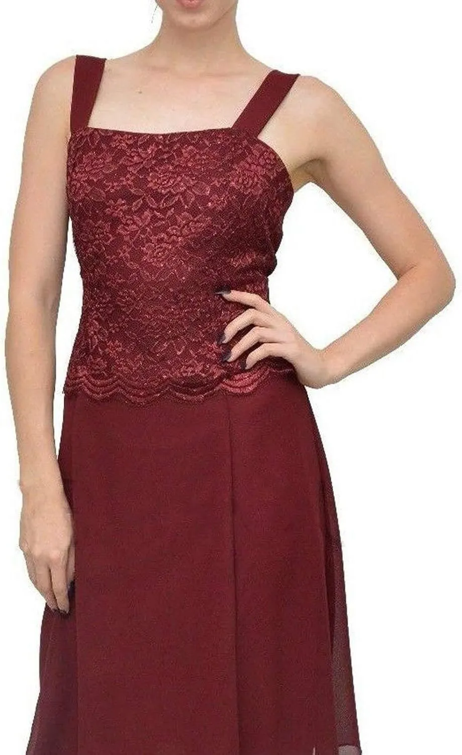 Women's Lace Mother of The Bride Dresses with Jacket Long Sleeve Chiffon Tea Length Formal Dresses Evening Gowns MK13