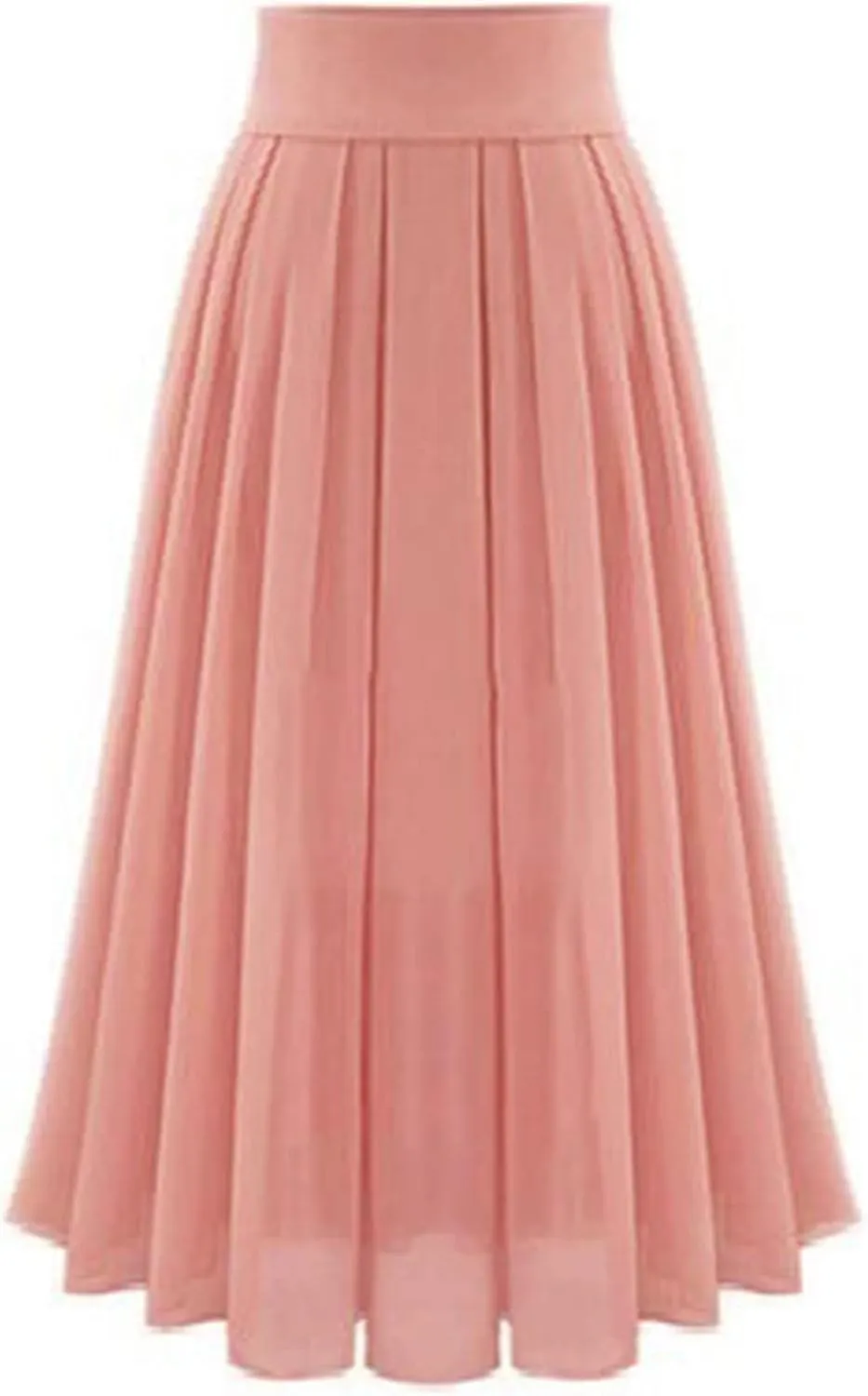 Womens Maxi Pleated Skirt High Waisted Flowy Swing A-Line Skirt Dress Summer Elegant Solid Wedding Chiffon Long Skirts