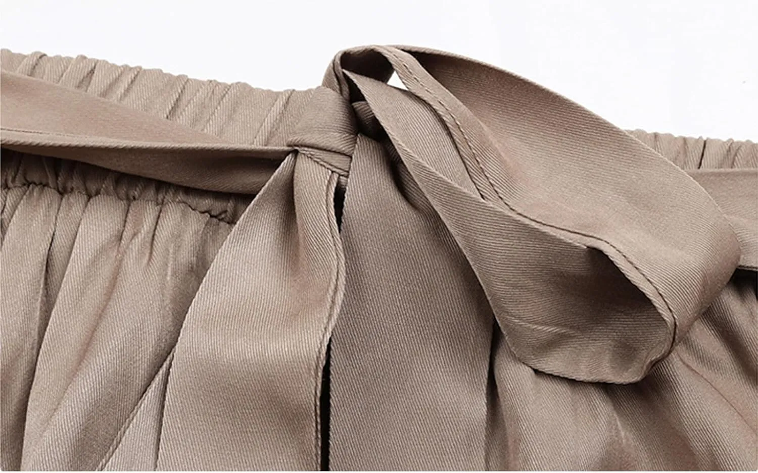 Women's Midi Skirt Elegant Ruffle Asymmetrical Belted High Waist Long Skirt Pleated A-line Flowy Party Skirts Khaki