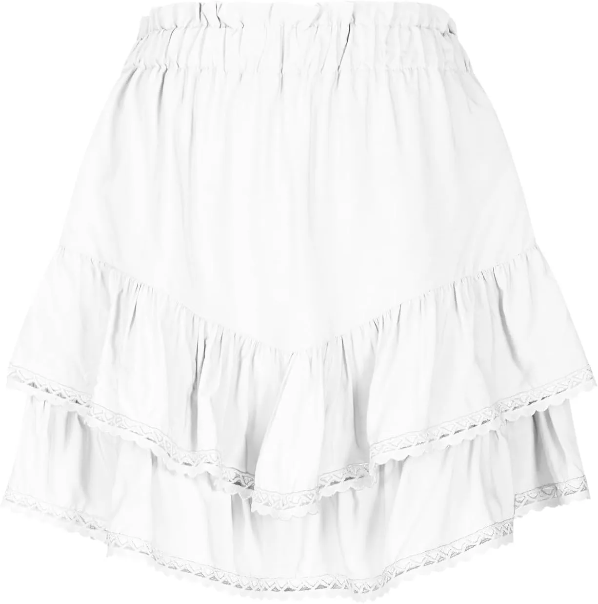 Womens Mini Skirts Ruffle Tiered Skirt Short Summer Skirt Casual Boho Skirt High Waisted A Line Skirt Crochet Shirts