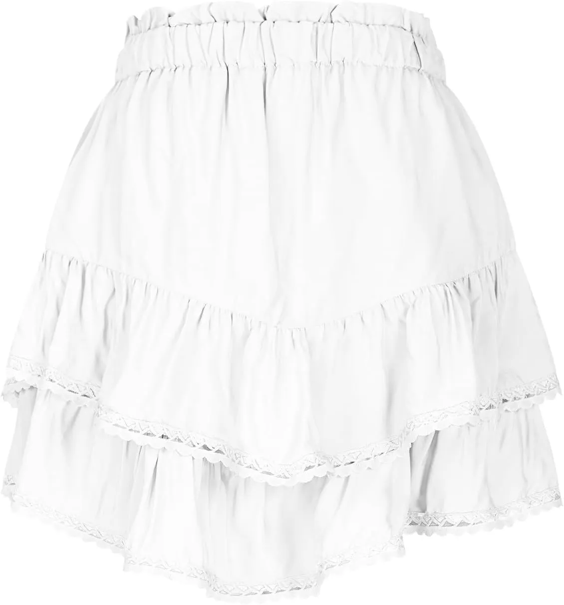 Womens Mini Skirts Ruffle Tiered Skirt Short Summer Skirt Casual Boho Skirt High Waisted A Line Skirt Crochet Shirts