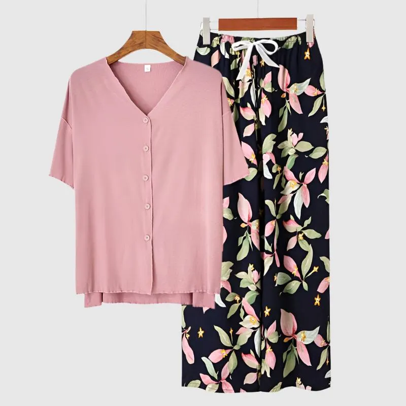 Women's Modal Thin Cotton Silk Pajamas, Loungewear Set