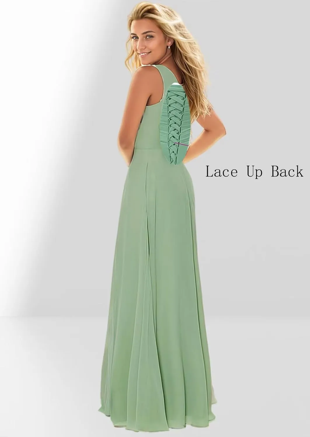 Women's One Shoulder Bridesmaid Dresses with Slit Long Chiffon Pleated Formal Dress Evening Gown