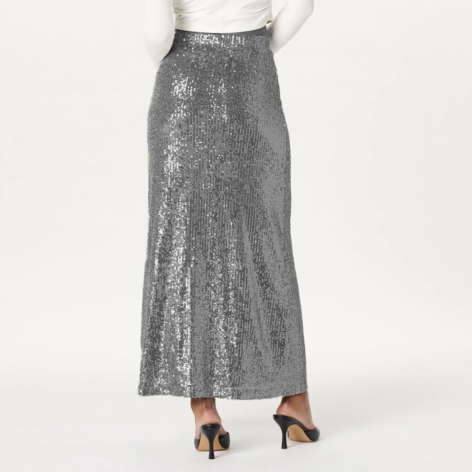 Women's Shiny Sequin High Waisted Maxi Skirts Bodycon Long Skirt Formal Skirts Dance Party Dress Ladies Skirts