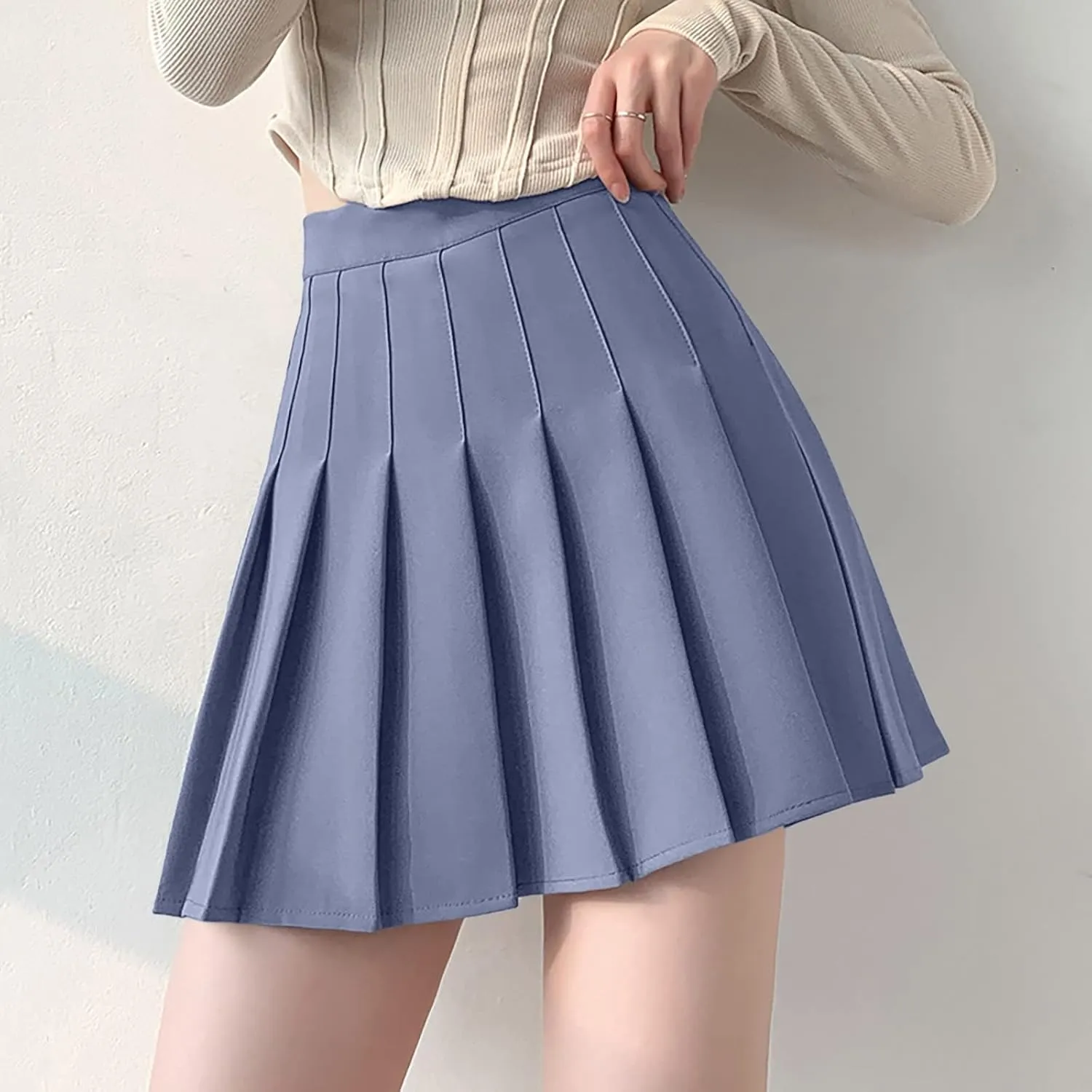 Women's Skirt High Waist Self Belted Skirts Tennis Shorts Sports Preppy Short Skirt Ruffle Solid Spring Dresses