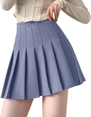 Women's Skirt High Waist Self Belted Skirts Tennis Shorts Sports Preppy Short Skirt Ruffle Solid Spring Dresses