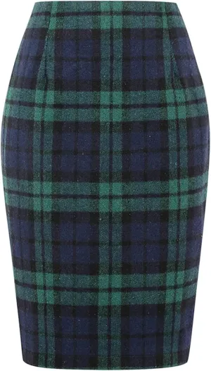 Women's Skirts Summer Casual Skirt High Waist Plaid Printed Pencil Skirt