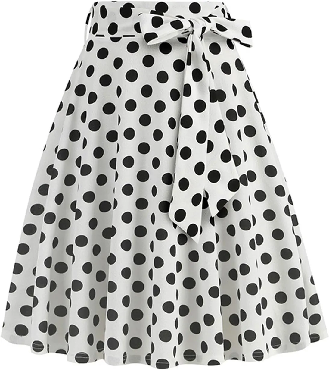 Women's Skirts Summer High Waist a-Line Casual Midi Dress Slim Fit Polka Dot Ruffle Bandage Flared Bohemian Skirt