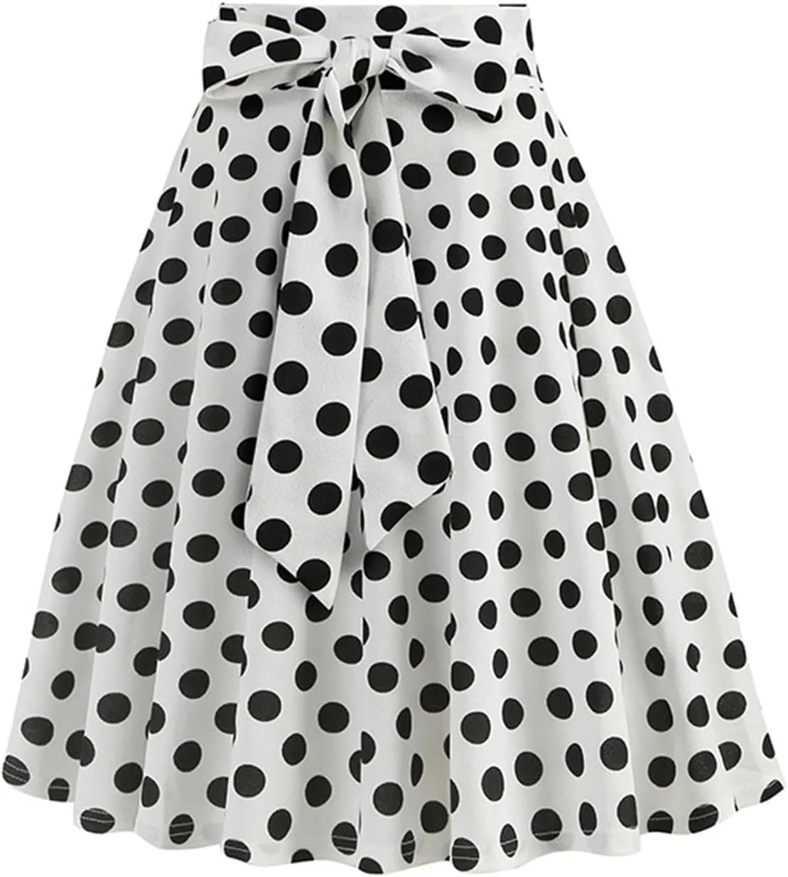 Women's Skirts Summer High Waist a-Line Casual Midi Dress Slim Fit Polka Dot Ruffle Bandage Flared Bohemian Skirt