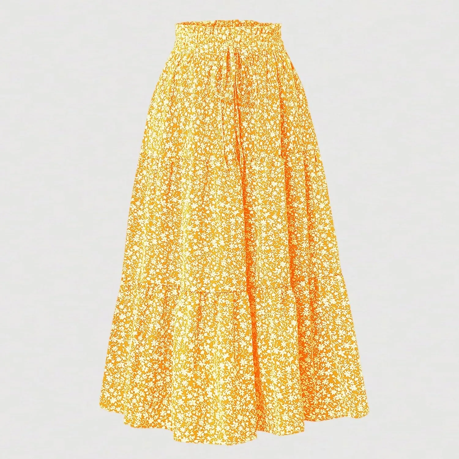Women's Skirts Women's Summer Comfy Tiered Elastic High Waisted Skirts Casual Floral Print A Line Skirt