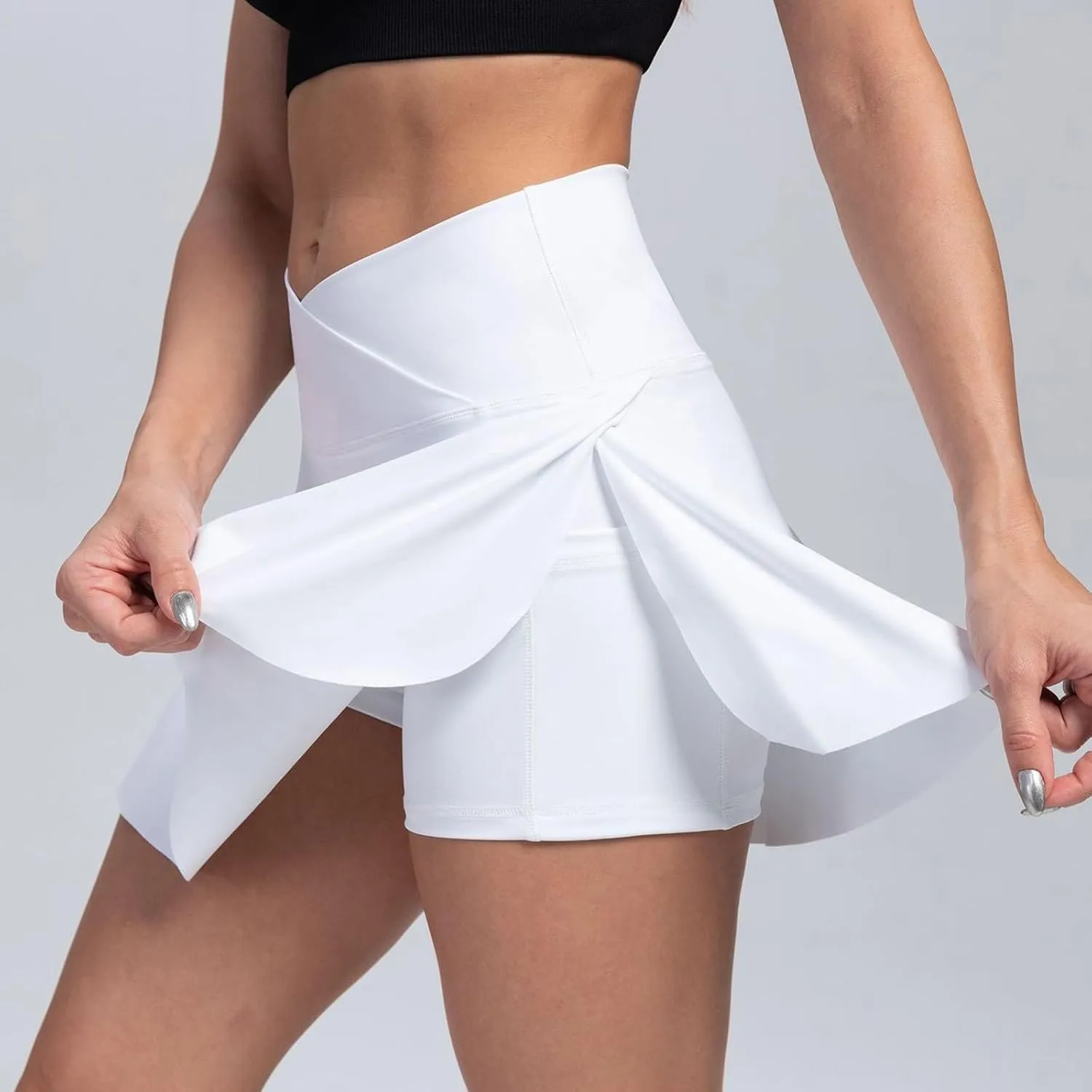 Women's Summer Athletic Loose Trendy Quick Dry Elastic High Waist Solid Color Yoga Fitness Tennis Skirts 2025, S-2XL