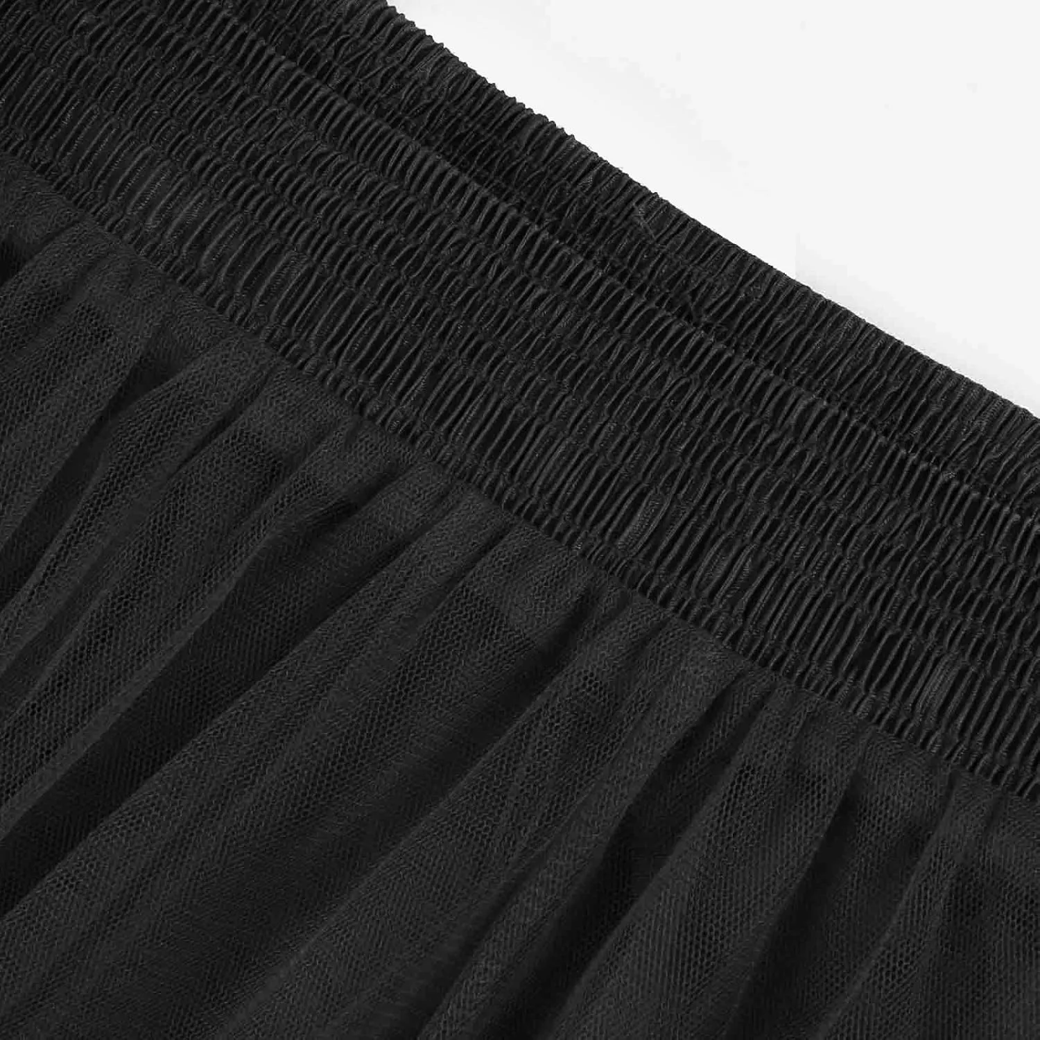 Women's Summer Casual Maxi Skirt Tiered High Waist Solid Mesh Flowy Elegant