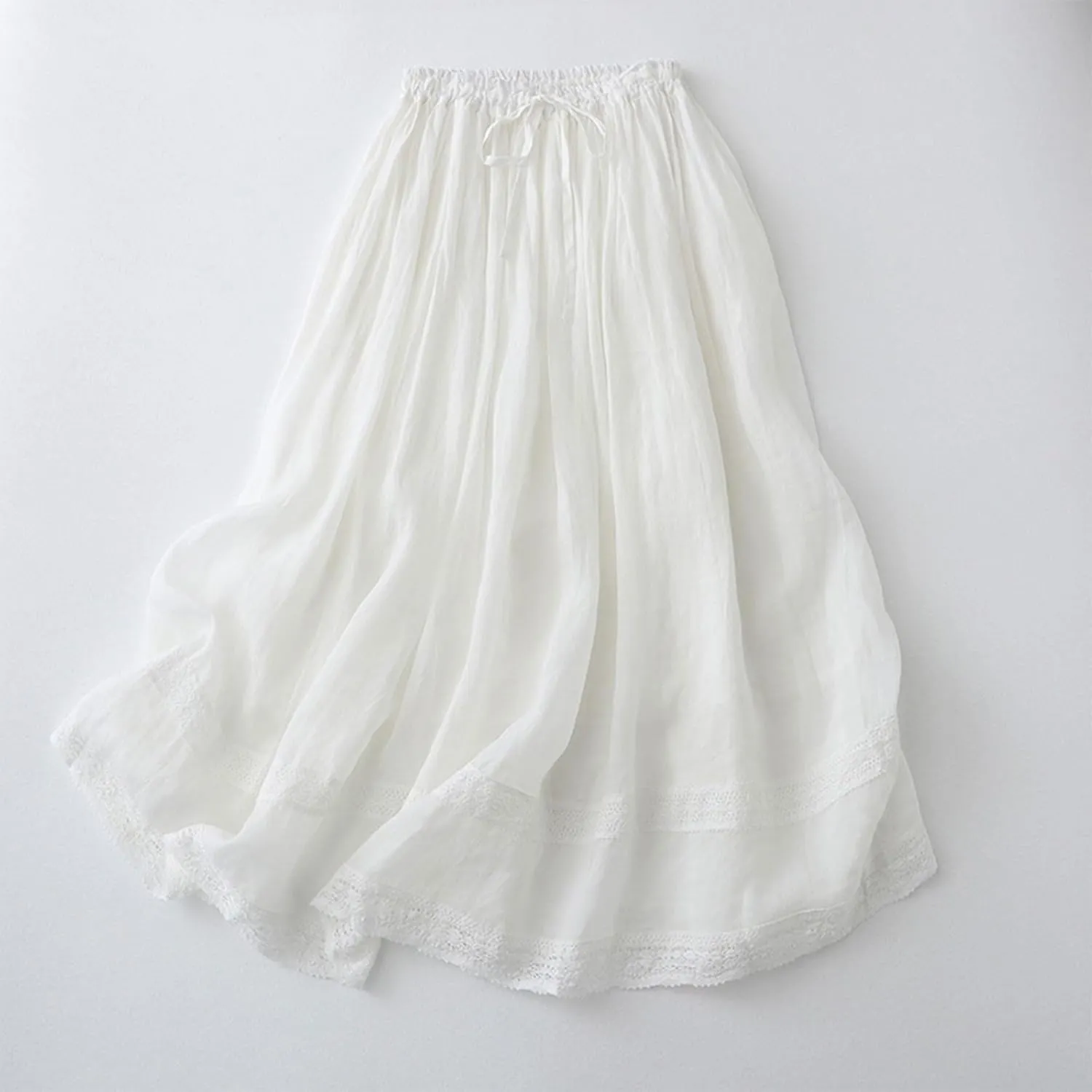 Women's Summer Casual Maxi Skirts High Waist Ruffle Solid Pleated Tiered Skirt