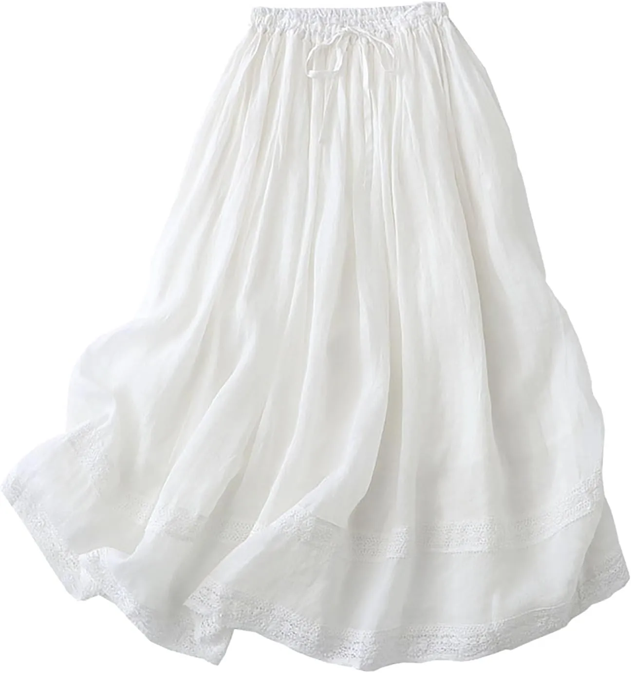 Women's Summer Casual Maxi Skirts High Waist Ruffle Solid Pleated Tiered Skirt