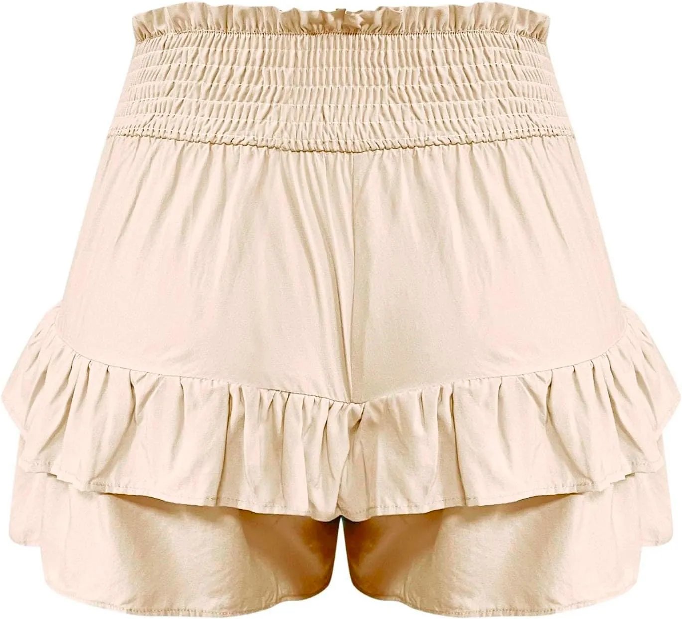 Women's Summer Cute Stretch Waist Solid Smocked Tiered Ruffle Swing Beach Mini Skirt 2025, S-2XL