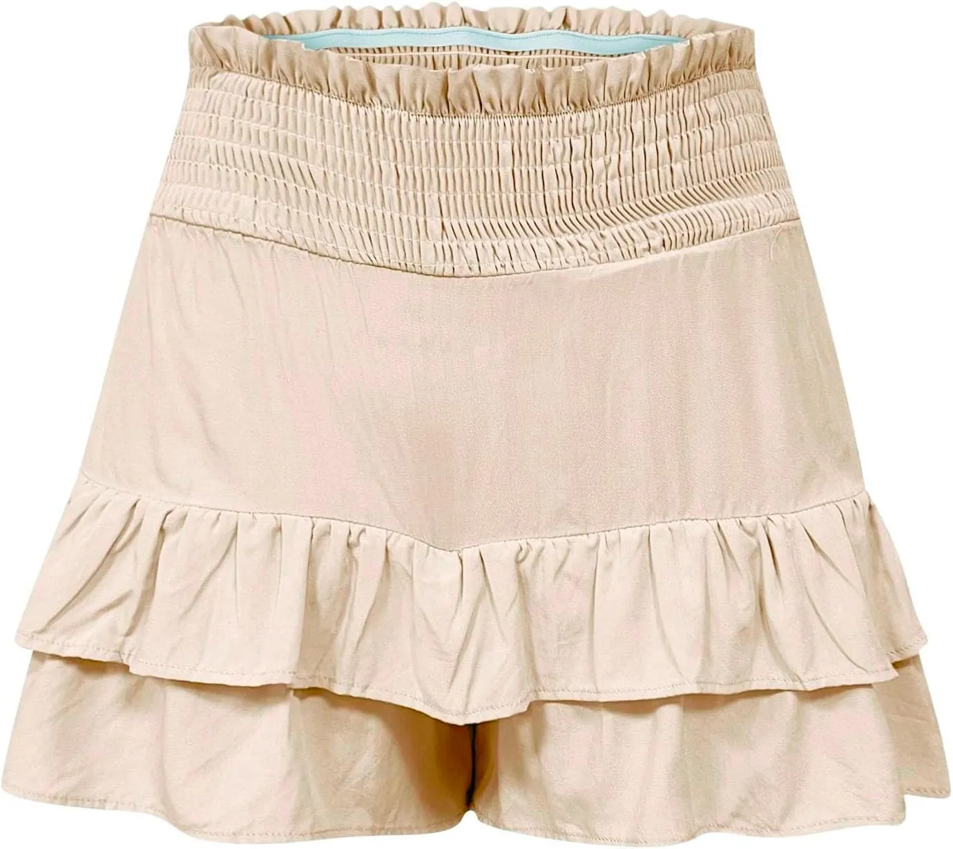 Women's Summer Cute Stretch Waist Solid Smocked Tiered Ruffle Swing Beach Mini Skirt 2025, S-2XL