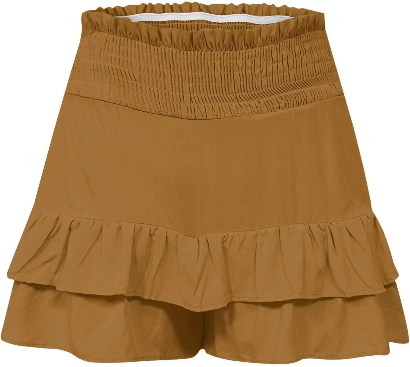 Women's Summer Cute Stretch Waist Solid Smocked Tiered Ruffle Swing Beach Mini Skirt 2025, S-2XL