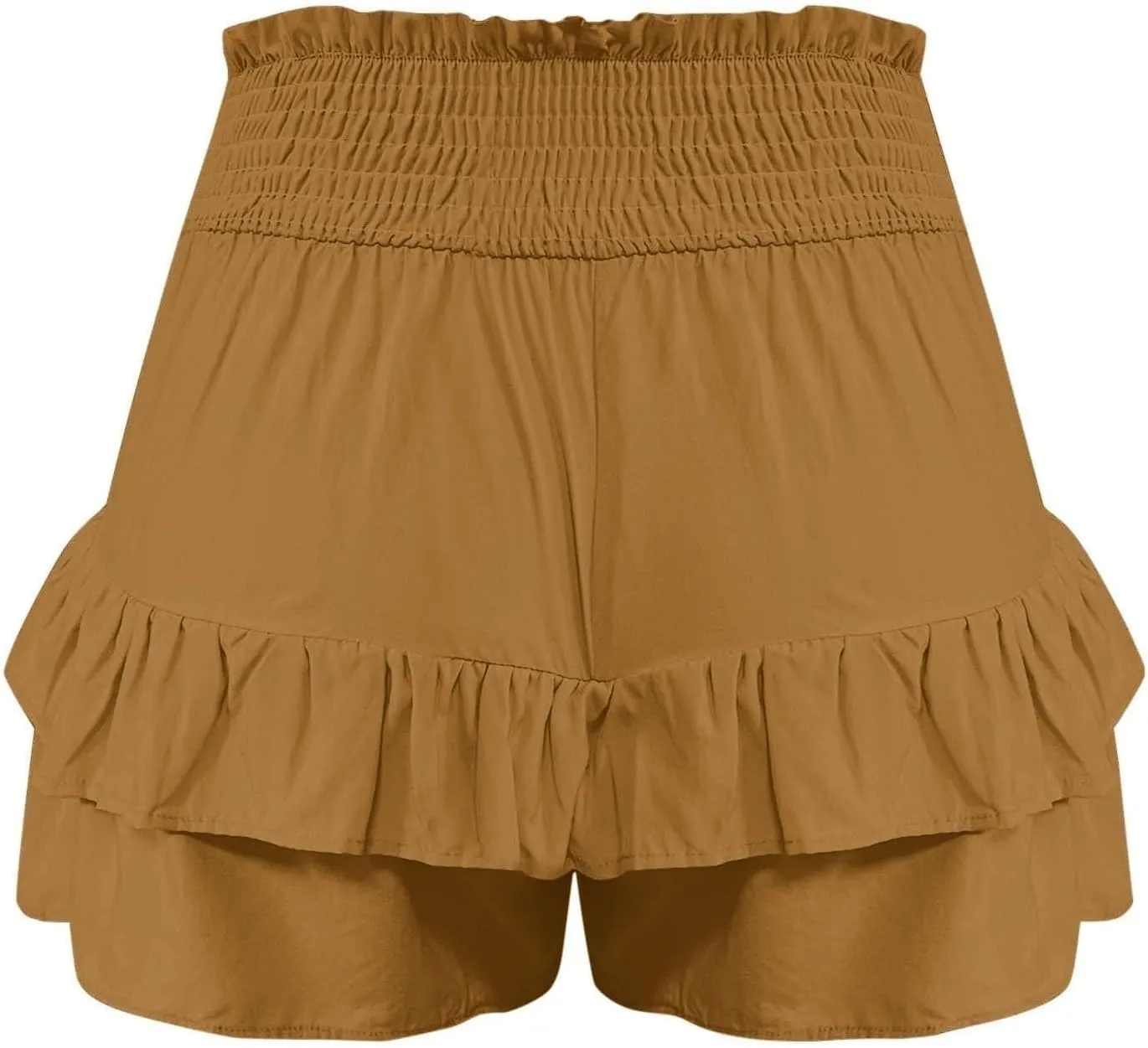 Women's Summer Cute Stretch Waist Solid Smocked Tiered Ruffle Swing Beach Mini Skirt 2025, S-2XL