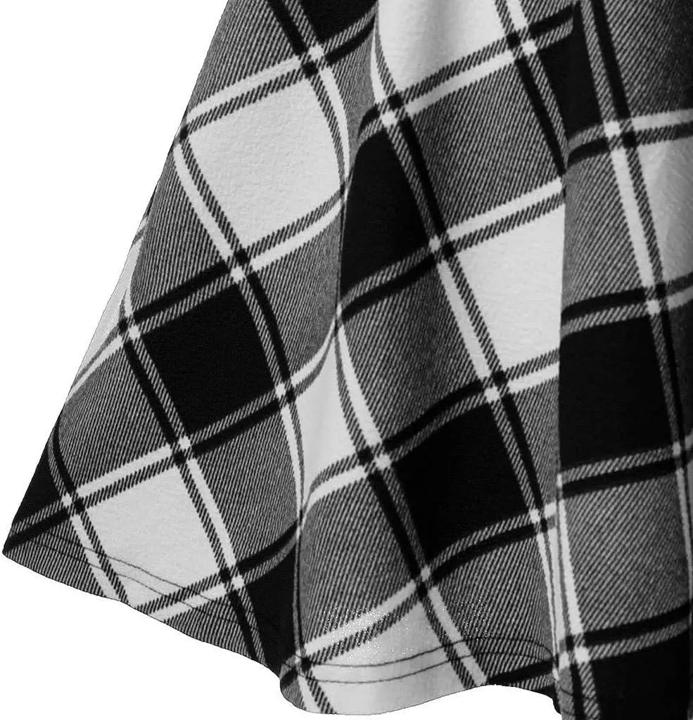 Women's Summer Dresses 2025 Casual Loose Trendy Elastic High Waist Plaid Printed Pleated Sun Beach Skirts, S-2XL