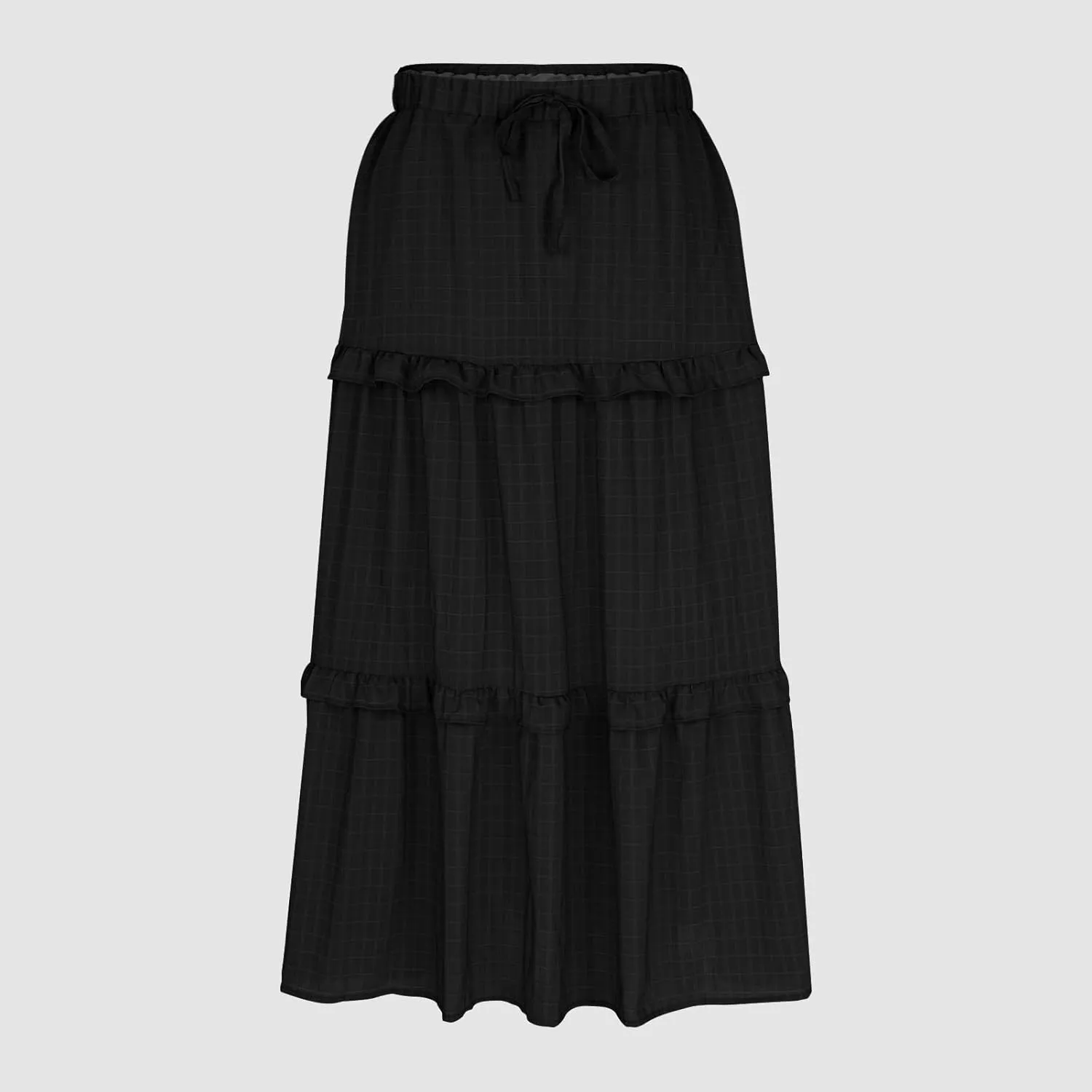 Womens Summer Midi Skirt 2024 Boho Elastic High Waist Pleated A-Line Flowy Swing Tiered Casual Long Beach Skirt Dress