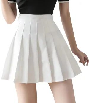 Women's Summer Sports Loose Trendy Elastic High Waist Solid Color Yoga Fitness Tennis Skirts Inner Shorts, XS-3XL