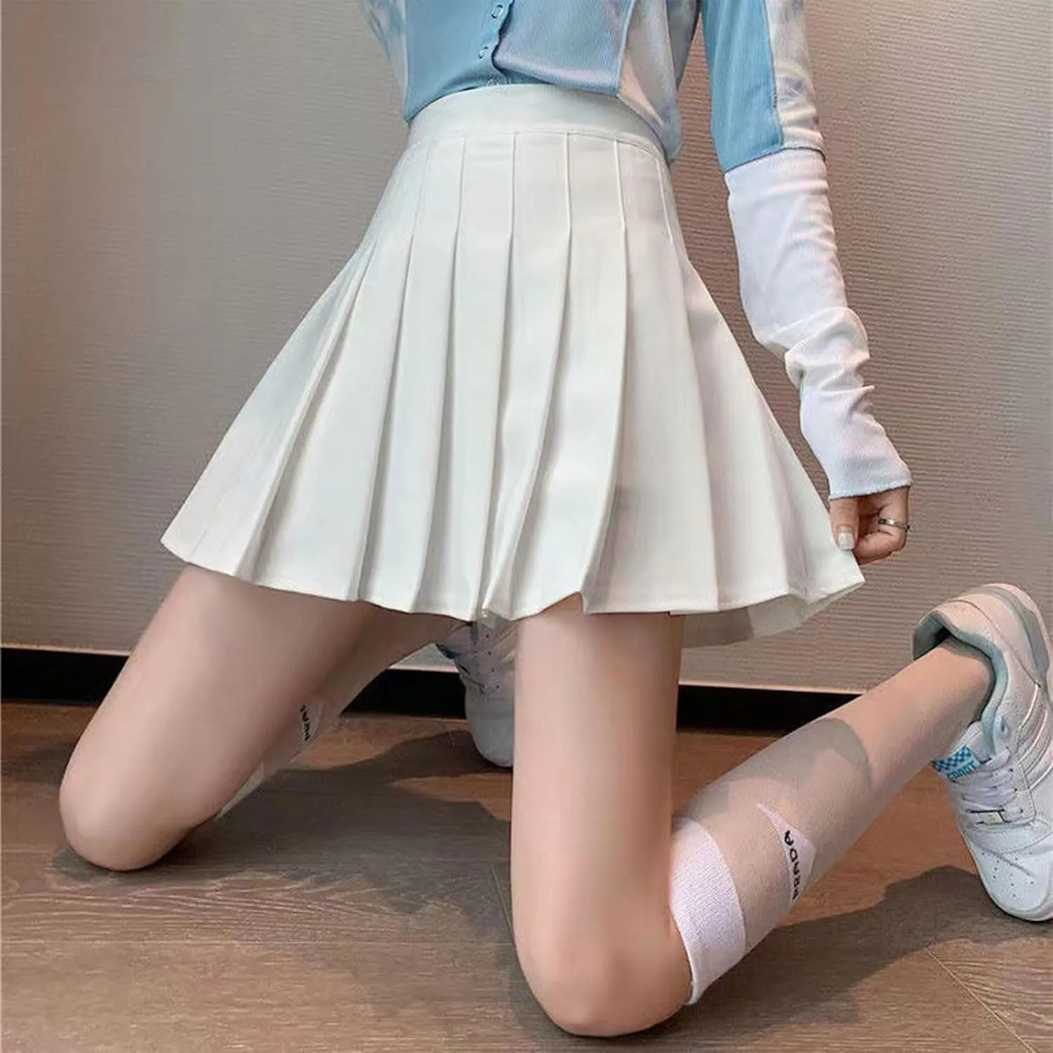 Women's Summer Sports Loose Trendy Elastic High Waist Solid Color Yoga Fitness Tennis Skirts Inner Shorts, XS-3XL