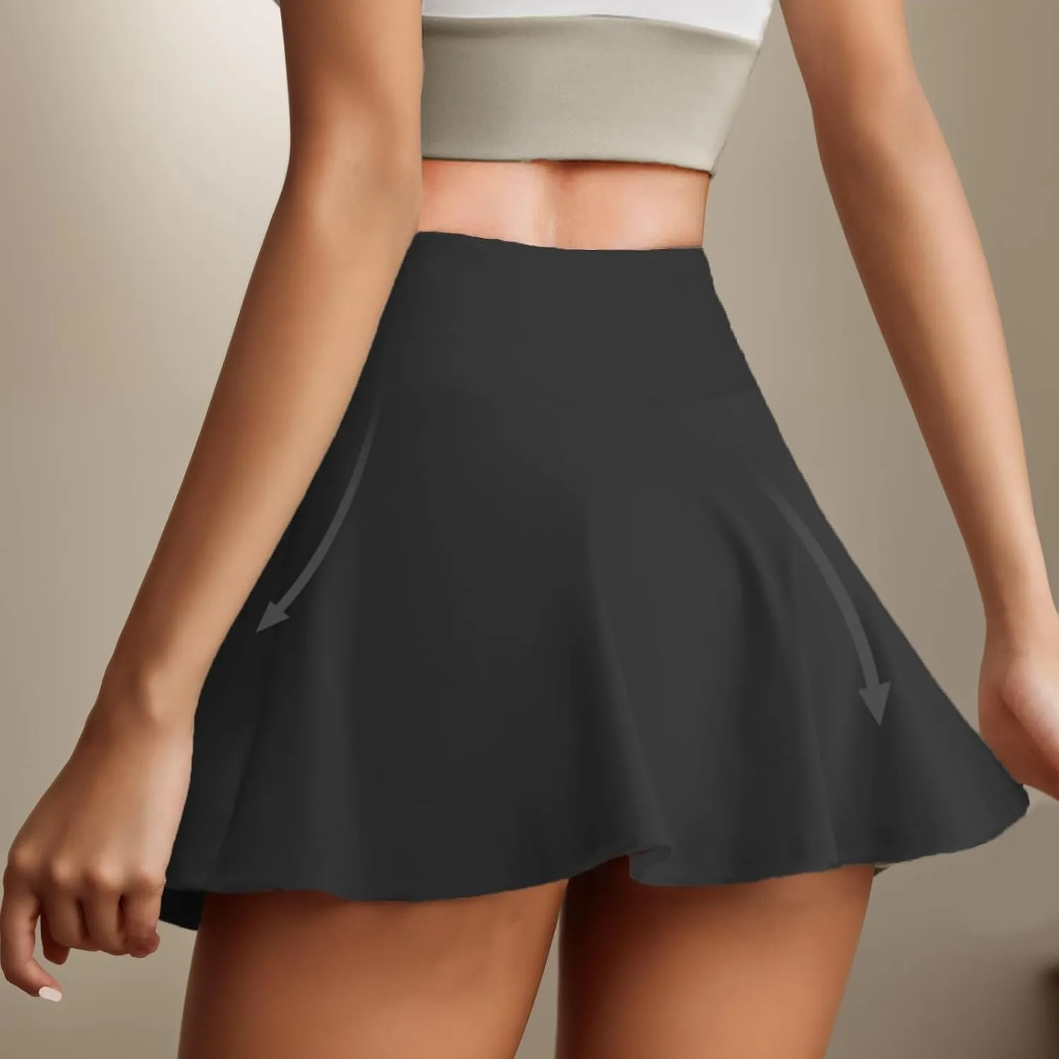Women's Summer Sports Loose Trendy Quick Dry Elastic High Waist Solid Color Yoga Fitness Tennis Skirts, S-2XL