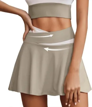 Women's Summer Sports Loose Trendy Quick Dry Elastic High Waist Solid Color Yoga Fitness Tennis Skirts, S-2XL