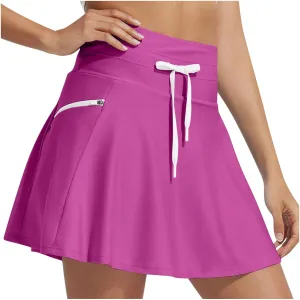 Women's Swim Skirt Quick Dry Workout High Waisted Skirts Drawstring Sports Beach Cute Pure Smooth Skirt 2025 New