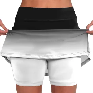 Women's Tennis Golf Skirts Gradient High Waisted Inner Shorts for Athletic Skorts with Pockets, S-5XL