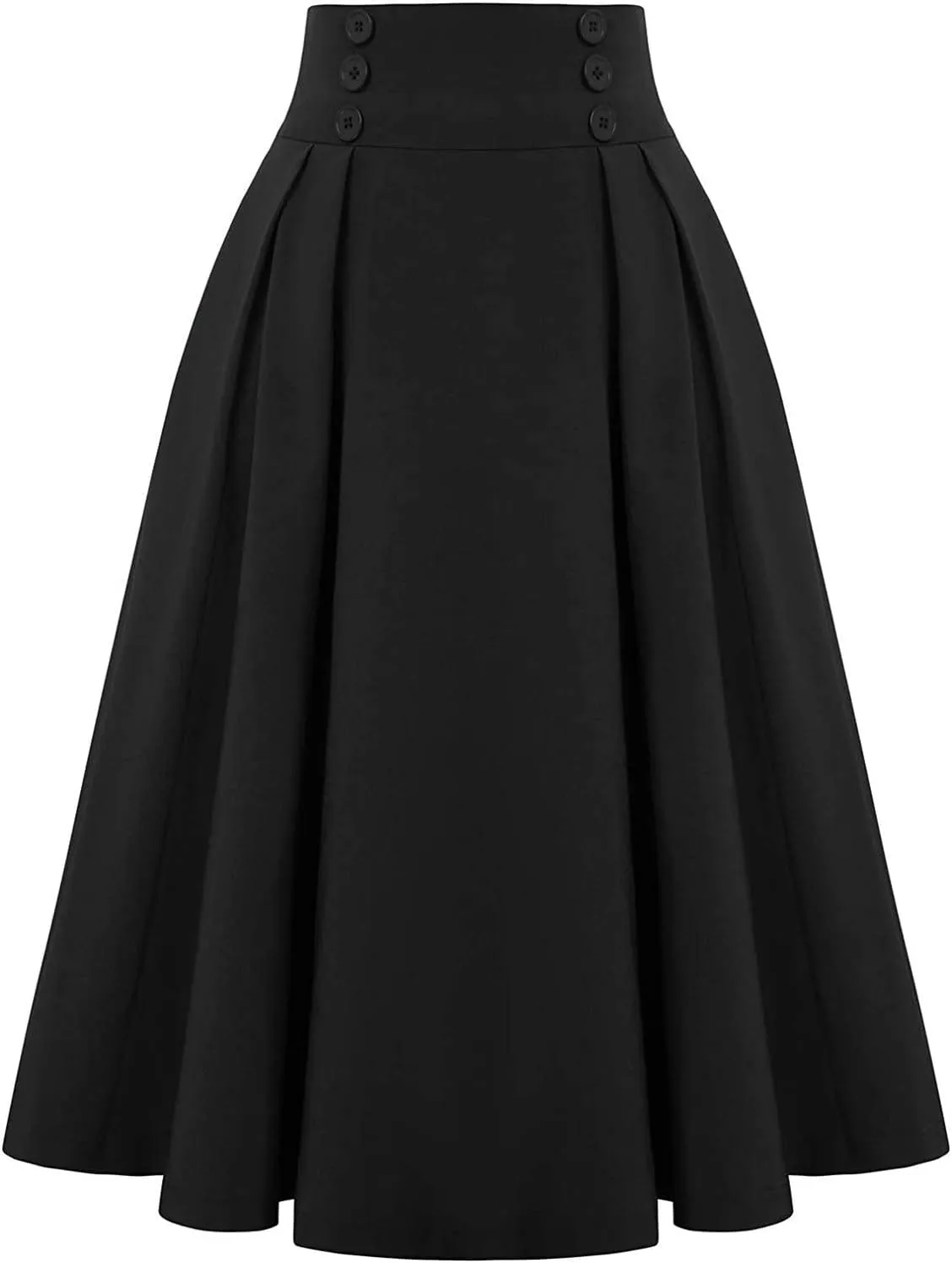 Women's Vintage Stretch Pleated Skirt Viking Renaissance Gothic Long Skirt High Waist A-Line Flared Midi Skirts