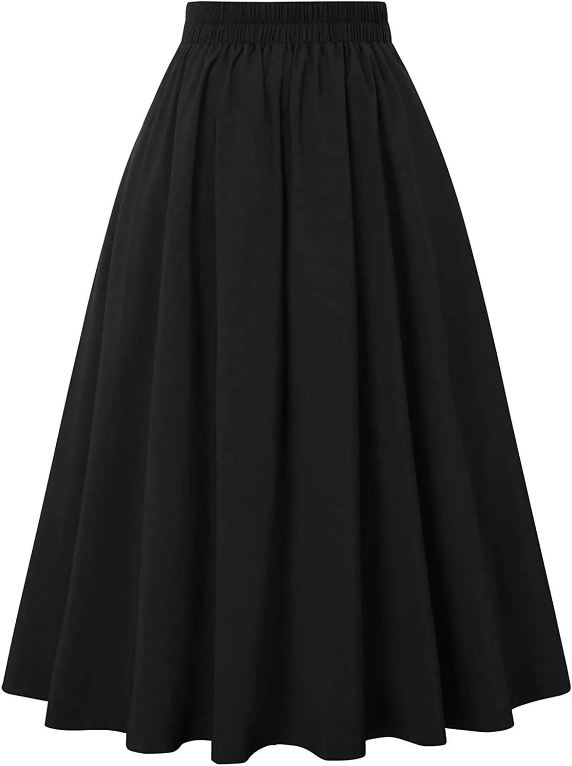 Women's Vintage Stretch Pleated Skirt Viking Renaissance Gothic Long Skirt High Waist A-Line Flared Midi Skirts